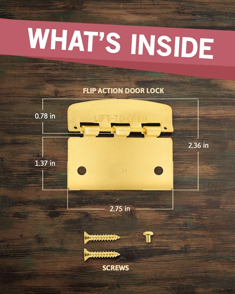 JD Jack N'Drill Jack Nâ€™ Drill Flip Action Door Lock (6 Pack)- Reversible Privacy Door Locks with Anti Lockout Screw for Child Proofing and Home Defense, Easy to Install and Durable Lock for Interior Swing-in Doors - Image 2